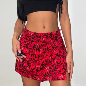 Made in Italy - Vintage 90s Red Floral Rom com Mini Skirt (XS) coquette